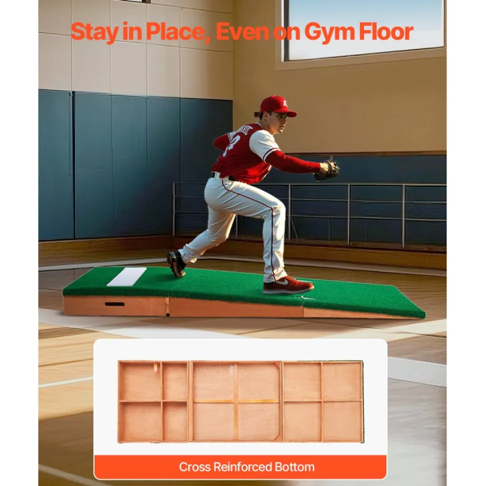 VEVOR Pitching Mound, Portable Baseball Pitcher's Mound, 85 in Indoor Outdoor Pitching Practice and Training Equipment, Softball Pitching Aids with Antifade Turf, Pitching Rubber, Adjustable Base
