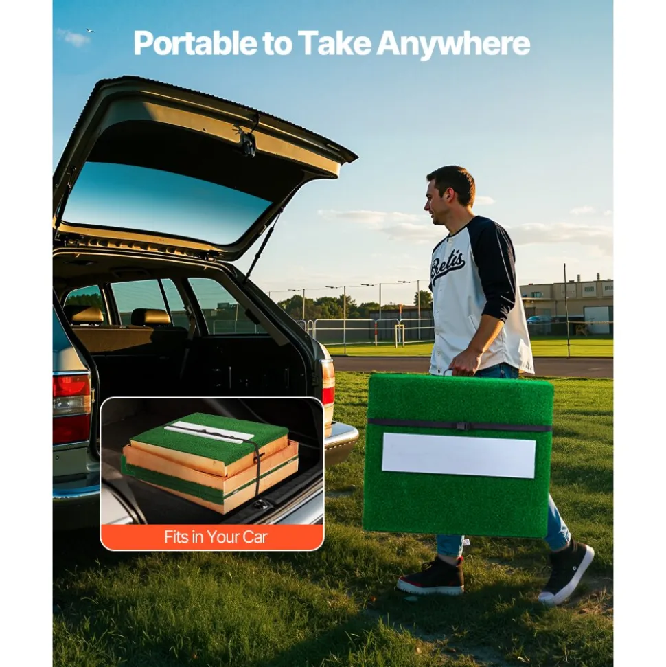 VEVOR Pitching Mound, Portable Baseball Pitcher's Mound, 85 in Indoor Outdoor Pitching Practice and Training Equipment, Softball Pitching Aids with Antifade Turf, Pitching Rubber, Adjustable Base