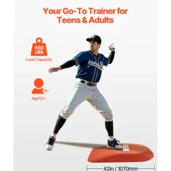 VEVOR Pitching Mound, Portable Baseball Game Mound, 42 in Indoor Outdoor Pitching Practice and Training Equipment, One-Piece Softball Pitching Aids with Antifade Turf and Pitching Rubber