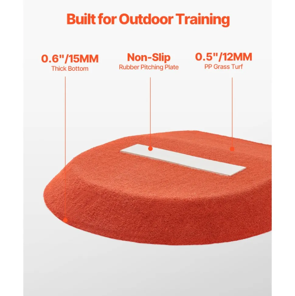 VEVOR Pitching Mound, Portable Baseball Game Mound, 42 in Indoor Outdoor Pitching Practice and Training Equipment, One-Piece Softball Pitching Aids with Antifade Turf and Pitching Rubber