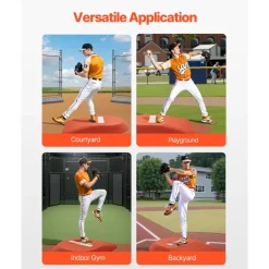 VEVOR Pitching Mound, Portable Baseball Game Mound, 42 in Indoor Outdoor Pitching Practice and Training Equipment, One-Piece Softball Pitching Aids with Antifade Turf and Pitching Rubber