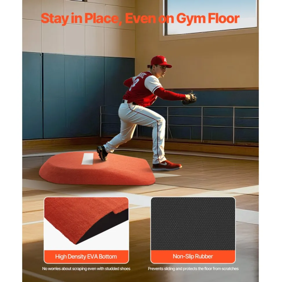 VEVOR Pitching Mound, Portable Baseball Game Mound, 42 in Indoor Outdoor Pitching Practice and Training Equipment, One-Piece Softball Pitching Aids with Antifade Turf and Pitching Rubber