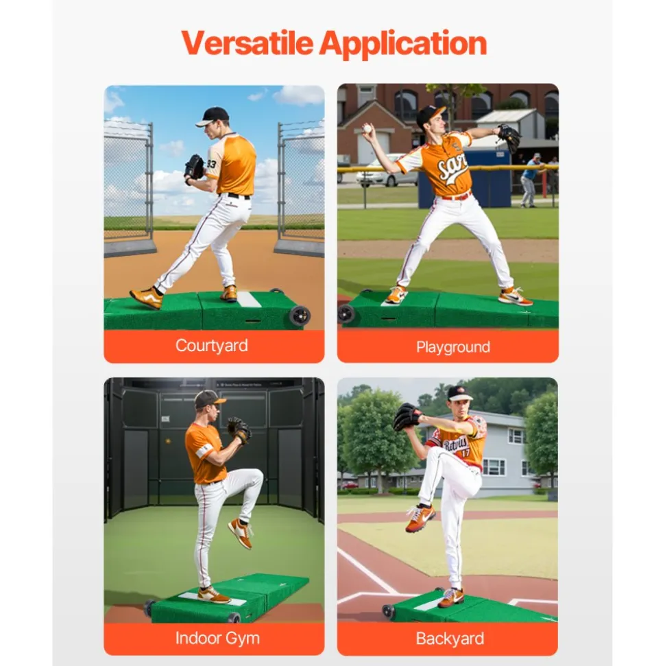 VEVOR Pitching Mound, Portable Baseball Pitcher's Mound, 90 in IIndoor Outdoor Pitching Practice and Training Equipment, Softball Pitching Aids with Antifade Turf, Pitching Rubber, Carry Handles