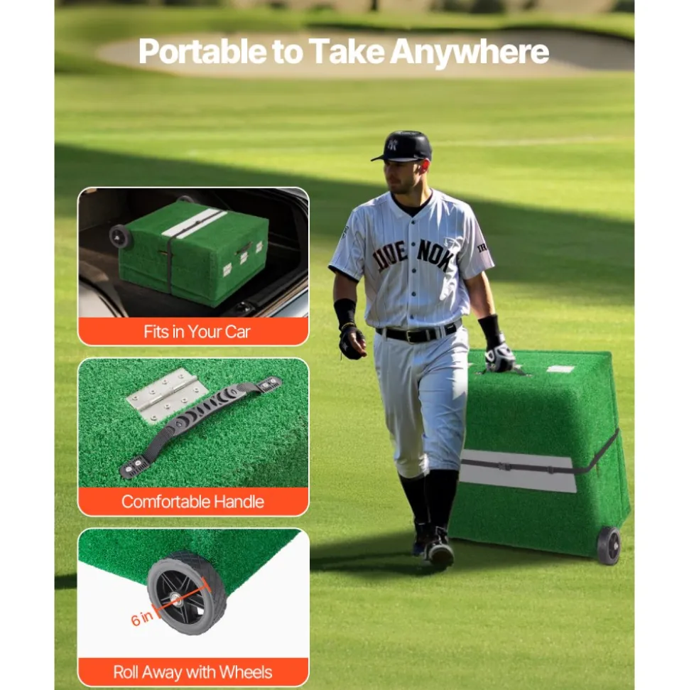 VEVOR Pitching Mound, Portable Baseball Pitcher's Mound, 90 in IIndoor Outdoor Pitching Practice and Training Equipment, Softball Pitching Aids with Antifade Turf, Pitching Rubber, Carry Handles