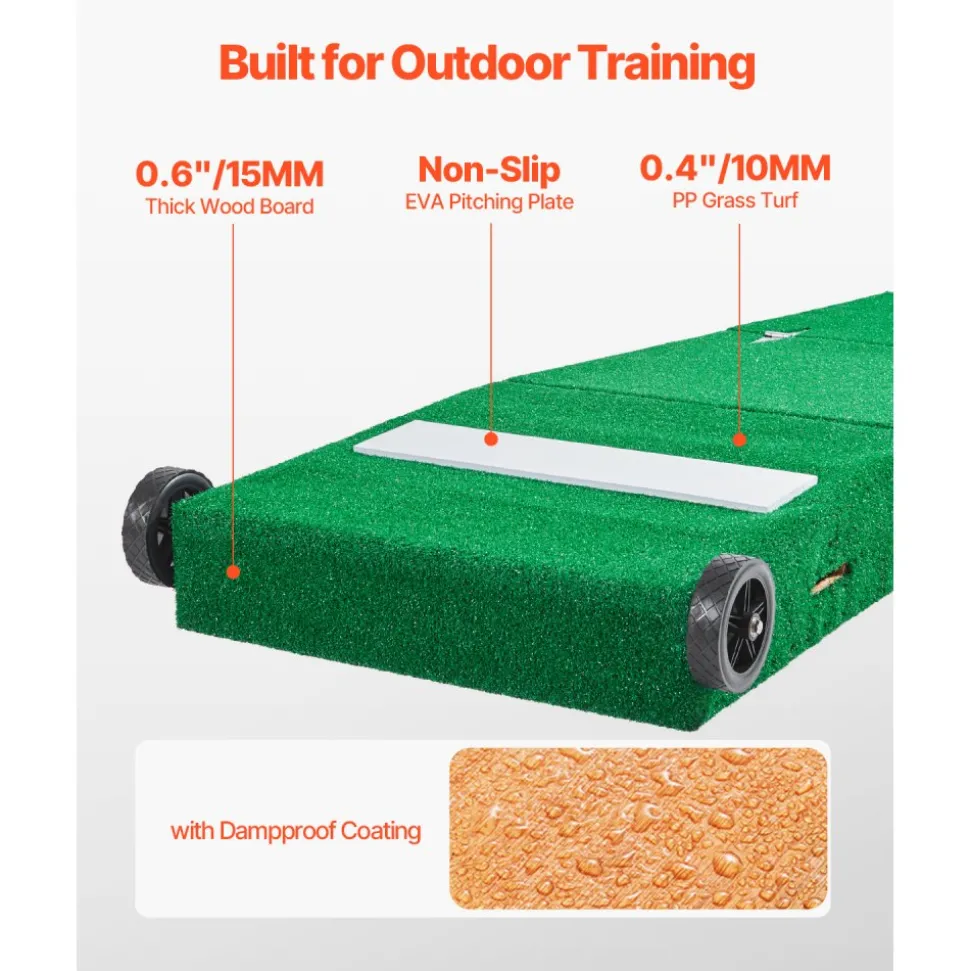 VEVOR Pitching Mound, Portable Baseball Pitcher's Mound, 90 in IIndoor Outdoor Pitching Practice and Training Equipment, Softball Pitching Aids with Antifade Turf, Pitching Rubber, Carry Handles
