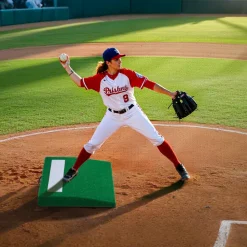 VEVOR Pitching Mound, Portable Baseball Pitcher's Mound, 31 in Indoor Outdoor Pitching Practice and Training Equipment, Softball Pitching Aids with Antifade Turf, Pitching Rubber, Carry Handle