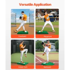 VEVOR Pitching Mound, Portable Baseball Pitcher's Mound, 31 in Indoor Outdoor Pitching Practice and Training Equipment, Softball Pitching Aids with Antifade Turf, Pitching Rubber, Carry Handle