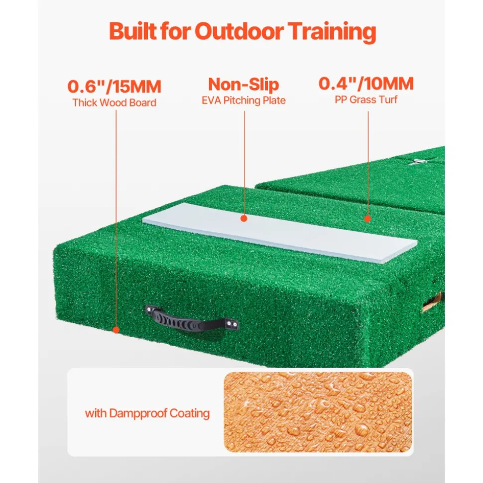 VEVOR Pitching Mound, Portable Baseball Pitcher's Mound, 77 in IIndoor Outdoor Pitching Practice and Training Equipment, Softball Pitching Aids with Antifade Turf, Pitching Rubber, Carry Handles