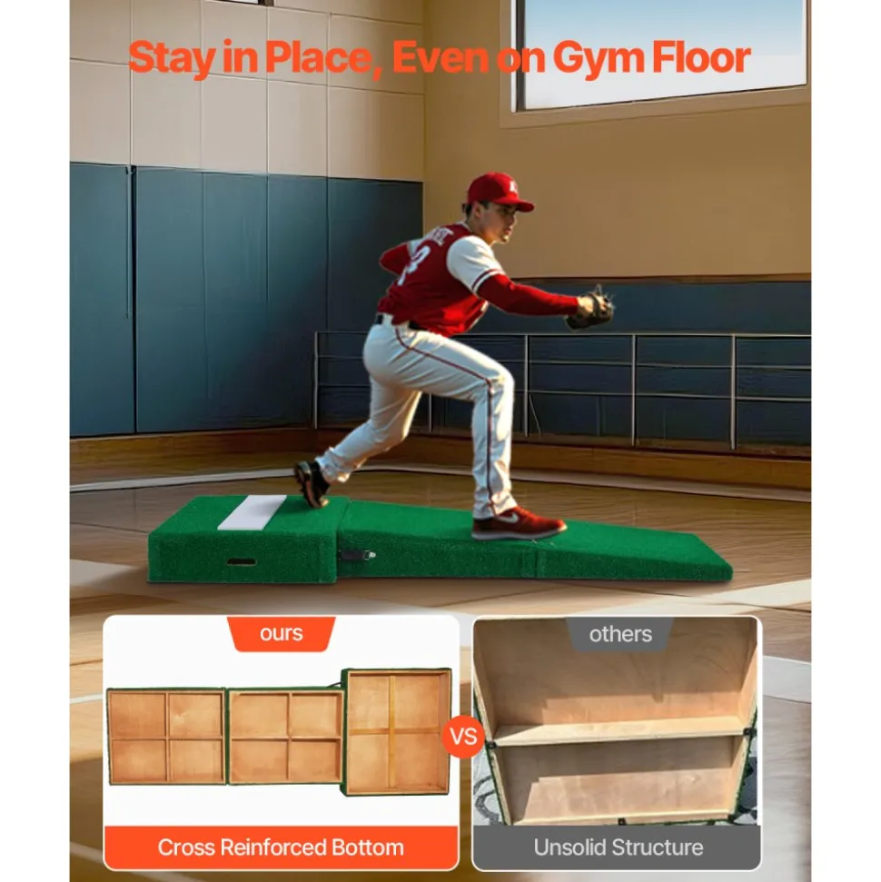 VEVOR Pitching Mound, Portable Baseball Pitcher's Mound, 77 in IIndoor Outdoor Pitching Practice and Training Equipment, Softball Pitching Aids with Antifade Turf, Pitching Rubber, Carry Handles
