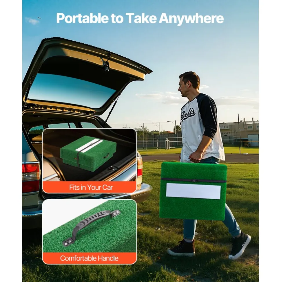 VEVOR Pitching Mound, Portable Baseball Pitcher's Mound, 77 in IIndoor Outdoor Pitching Practice and Training Equipment, Softball Pitching Aids with Antifade Turf, Pitching Rubber, Carry Handles