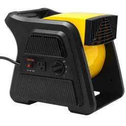 VEVOR Pivoting Utility Fan, 600 CFM High Velocity Floor Blower for Drying, Cooling, Ventilating, Exhausting, 300° Blowing Angle Air Mover, Portable Carpet Dryer Fan for Home, Work Shop