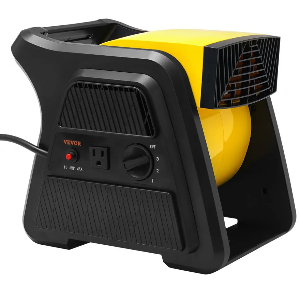VEVOR Pivoting Utility Fan, 600 CFM High Velocity Floor Blower for Drying, Cooling, Ventilating, Exhausting, 300° Blowing Angle Air Mover, Portable Carpet Dryer Fan for Home, Work Shop