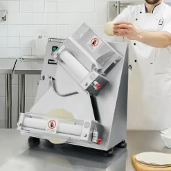 VEVOR Pizza Dough Roller Sheeter, 3-14 Inch Automatic Stainless Steel Pizza Press, Commercial Electric 370W Pasta Maker Machine, 260 pcs Per Hour, Adjustable Thickness, with Dough Press Lid