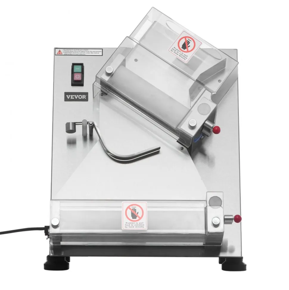 VEVOR Pizza Dough Roller Sheeter, 3-14 Inch Automatic Stainless Steel Pizza Press, Commercial Electric 370W Pasta Maker Machine, 260 pcs Per Hour, Adjustable Thickness, with Dough Press Lid