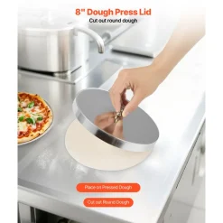 VEVOR Pizza Dough Roller Sheeter, 3-14 Inch Automatic Stainless Steel Pizza Press, Commercial Electric 370W Pasta Maker Machine, 260 pcs Per Hour, Adjustable Thickness, with Dough Press Lid