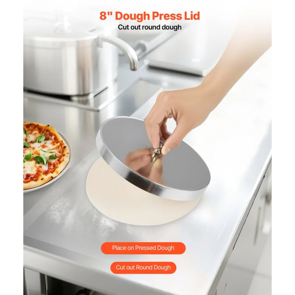 VEVOR Pizza Dough Roller Sheeter, 3-14 Inch Automatic Stainless Steel Pizza Press, Commercial Electric 370W Pasta Maker Machine, 260 pcs Per Hour, Adjustable Thickness, with Dough Press Lid