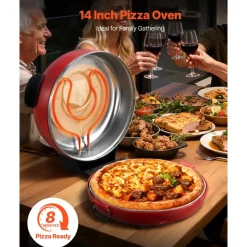 VEVOR Pizza Oven, 14 in Electric Pizza Maker, 1600W Electric Pizzas Cooker with Cordierite Stone, 5-Mode Temperature Control, Viewing Window for Precise Cooking, Heats up to 698 ˚F, for Home Kitchen