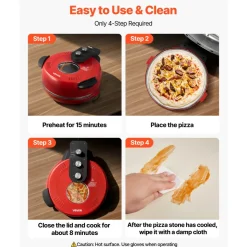 VEVOR Pizza Oven, 14 in Electric Pizza Maker, 1600W Electric Pizzas Cooker with Cordierite Stone, 5-Mode Temperature Control, Viewing Window for Precise Cooking, Heats up to 698 ˚F, for Home Kitchen
