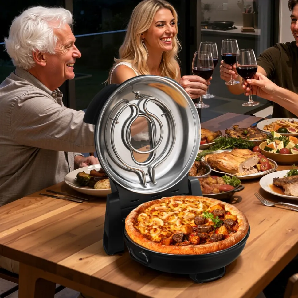 VEVOR Pizza Oven, 12 in Electric Pizza Maker, 1200W Electric Pizzas Cooker with Cordierite Stone, 5-Mode Temperature Control, Viewing Window for Precise Cooking, Heats up to 788 ˚F, for Home (Black)