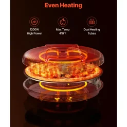 VEVOR Pizza Oven, 12 in Electric Pizza Maker, 1200W Electric Pizzas Cooker with Non-Stick Coating, 180° Open for Dual Side Baking, Heats up to 410 ˚F, Multi-Function Cooking, for Pizzas, Barbecue