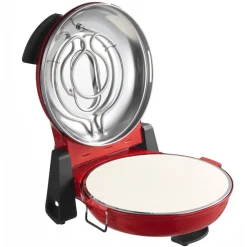 VEVOR Pizza Oven, 12 in Electric Pizza Maker, 1200W Electric Pizzas Cooker with Cordierite Stone, 5-Mode Temperature Control, Viewing Window for Precise Cooking, Heats up to 788 ˚F, for Home (Red)