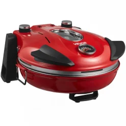 VEVOR Pizza Oven, 12 in Electric Pizza Maker, 1200W Electric Pizzas Cooker with Cordierite Stone, 5-Mode Temperature Control, Viewing Window for Precise Cooking, Heats up to 788 ˚F, for Home (Red)