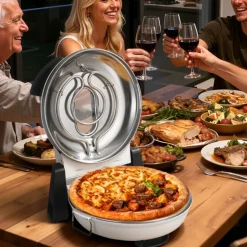 VEVOR Pizza Oven, 12 in Electric Pizza Maker, 1200W Electric Pizzas Cooker with Cordierite Stone, 5-Mode Temperature Control, Viewing Window for Precise Cooking, Heats up to 788 ˚F, for Home (White)