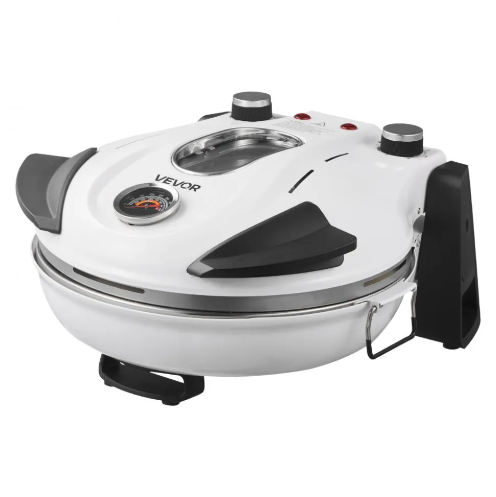 VEVOR Pizza Oven, 12 in Electric Pizza Maker, 1200W Electric Pizzas Cooker with Cordierite Stone, 5-Mode Temperature Control, Viewing Window for Precise Cooking, Heats up to 788 ˚F, for Home (White)