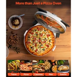 VEVOR Pizza Oven, 12 in Electric Pizza Maker, 1200W Electric Pizzas Cooker with Cordierite Stone, 5-Mode Temperature Control, Viewing Window for Precise Cooking, Heats up to 788 ˚F, for Home (White)
