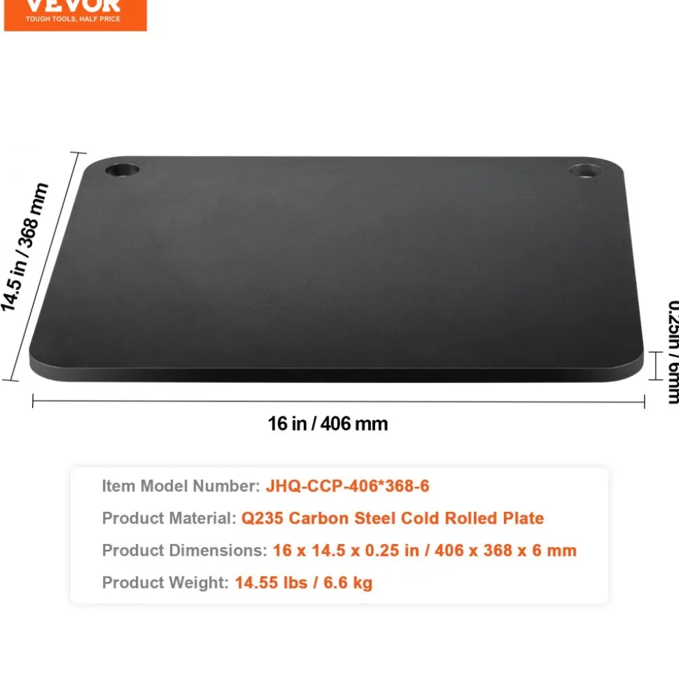 VEVOR Pizza Steel, 16" x 14.5" x 1/4" Pizza Steel Plate for Oven, Pre-Seasoned Carbon Steel Pizza Baking Stone with 20X Higher Conductivity, Heavy Duty Pizza Pan for Outdoor Grill, Indoor Oven