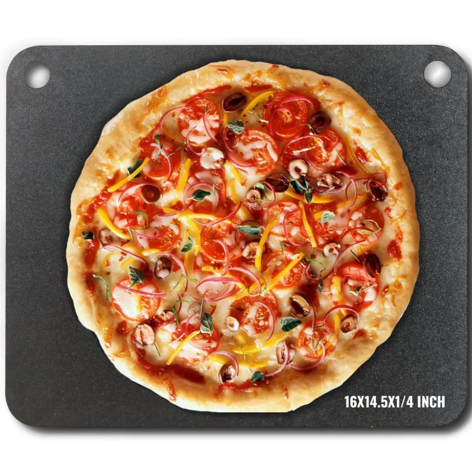 VEVOR Pizza Steel, 16" x 14.5" x 1/4" Pizza Steel Plate for Oven, Pre-Seasoned Carbon Steel Pizza Baking Stone with 20X Higher Conductivity, Heavy Duty Pizza Pan for Outdoor Grill, Indoor Oven