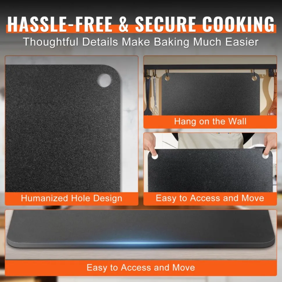 VEVOR Pizza Steel, 20" x 14" x 3/8" Pizza Steel Plate for Oven, Pre-Seasoned Carbon Steel Pizza Baking Stone with 20X Higher Conductivity, Heavy Duty Rustproof Pizza Pan for Outdoor Grill, Indoor Oven