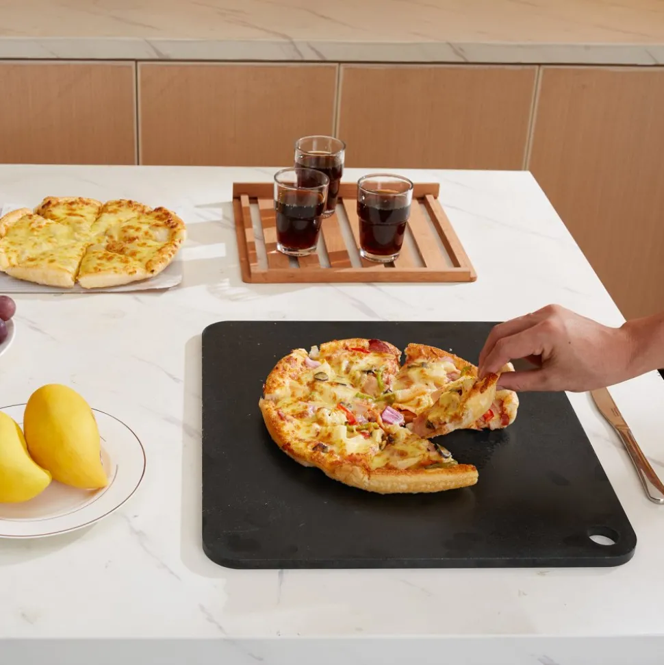 VEVOR Pizza Steel, 16" x 14.5" x 3/8" Pizza Steel Plate for Oven, Pre-Seasoned Carbon Steel Pizza Baking Stone with 20X Higher Conductivity, Heavy Duty Pizza Pan for Outdoor Grill, Indoor Oven
