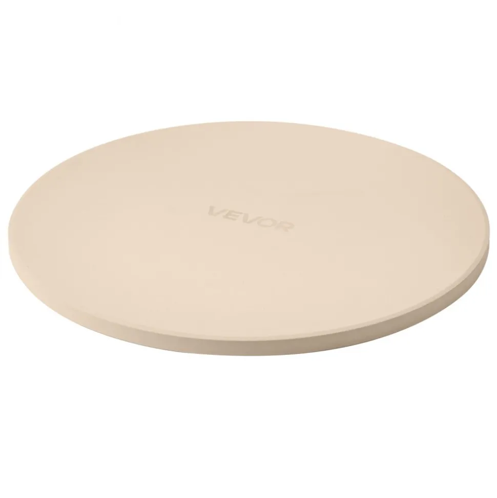 VEVOR Pizza Stone, 15 in Round Pizza Stone, 0.67 in Large Cordierite Baking-Stone with Metal Peel, Scrape, 1450℉ Heat-Resistant Cooking Stones, for Kitchen Oven, Baking Pizzas, BBQ Grilling