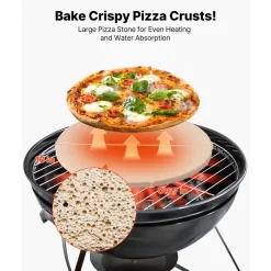 VEVOR Pizza Stone, 16 in Round Pizza Stone, 0.67" Thick Extra Large Baking-Stone with Rack Stand, 1450℉ Heat-Resistant Cooking Stones, for Kitchen Oven, Baking Pizzas, BBQ Grill
