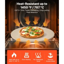 VEVOR Pizza Stone, 16 in Round Pizza Stone, 0.67
