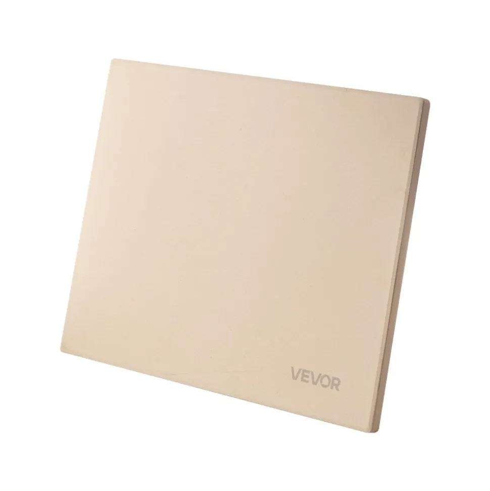 VEVOR Pizza Stone, 15 x 12 in Rectangular Cordierite Pizza Stone, Extra Large Baking-Stone with Scraper, 0.6 in Thick Heat-Resistant Cordierite, for Kitchen Oven, Baking Bread & Pizzas, BBQ Grilling