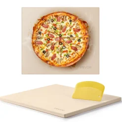 VEVOR Pizza Stone, 16 x 14 x 0.6 Inch Rectangular Cordierite Pizza Stone, Large Baking-Stone with Scraper, 1450℉ Heat-Resistant Cordierite Cooking Stones for Kitchen Bake Oven, BBQ Grilling
