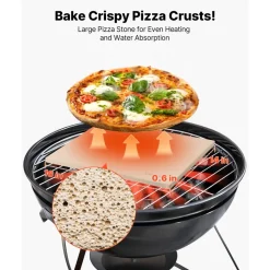 VEVOR Pizza Stone, 16 x 14 x 0.6 Inch Rectangular Cordierite Pizza Stone, Large Baking-Stone with Scraper, 1450℉ Heat-Resistant Cordierite Cooking Stones for Kitchen Bake Oven, BBQ Grilling
