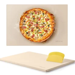 VEVOR Pizza Stone, 20 x 14 x 0.67 in Rectangular Pizza Stone, Extra Large Baking-Stone with Scraper, 1450℉ Heat-Resistant Cordierite, for Oven, BBQ Griller, Baking Bread & Pizza