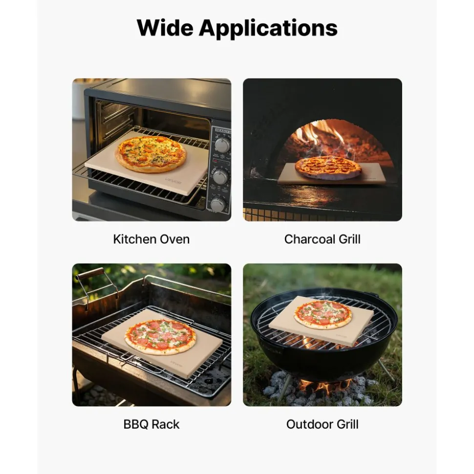 VEVOR Pizza Stone, 20 x 14 x 0.67 in Rectangular Pizza Stone, Extra Large Baking-Stone with Scraper, 1450℉ Heat-Resistant Cordierite, for Oven, BBQ Griller, Baking Bread & Pizza