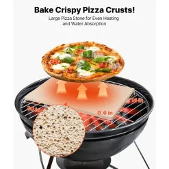 VEVOR Pizza Stone, 22 x 14 x 0.6 in Rectangular Cordierite Pizza Stone, 1450℉ Heat-Resistant Cook Stone, Extra Large Baking-Stone with Metal Peel, Scraper, for Kitchen Bake Oven, BBQ Grill
