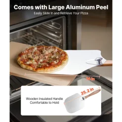 VEVOR Pizza Stone, 22 x 14 x 0.6 in Rectangular Cordierite Pizza Stone, 1450℉ Heat-Resistant Cook Stone, Extra Large Baking-Stone with Metal Peel, Scraper, for Kitchen Bake Oven, BBQ Grill