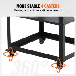 VEVOR Planer Stand, 100 lbs / 45 kg heavy loads, Three-Gear Height Adjustable Thickness Planer Table,with 4 Stable Casters & Storage Space, for most planers, saws, bench-top machines, power tools