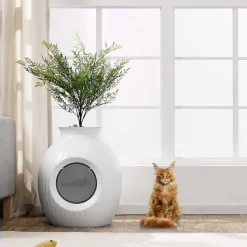 VEVOR Plant Cat Litter Box, Smart Odor Control System, Hidden Cat Litter Box with 9.48 in Large Entrance, Lighting Decoration & Sturdy ABS Material, Fit for Living Room/Corner/Outdoor Pool/Patio