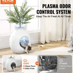 VEVOR Plant Cat Litter Box, Smart Odor Control System, Hidden Cat Litter Box with 9.48 in Large Entrance, Lighting Decoration & Sturdy ABS Material, Fit for Living Room/Corner/Outdoor Pool/Patio