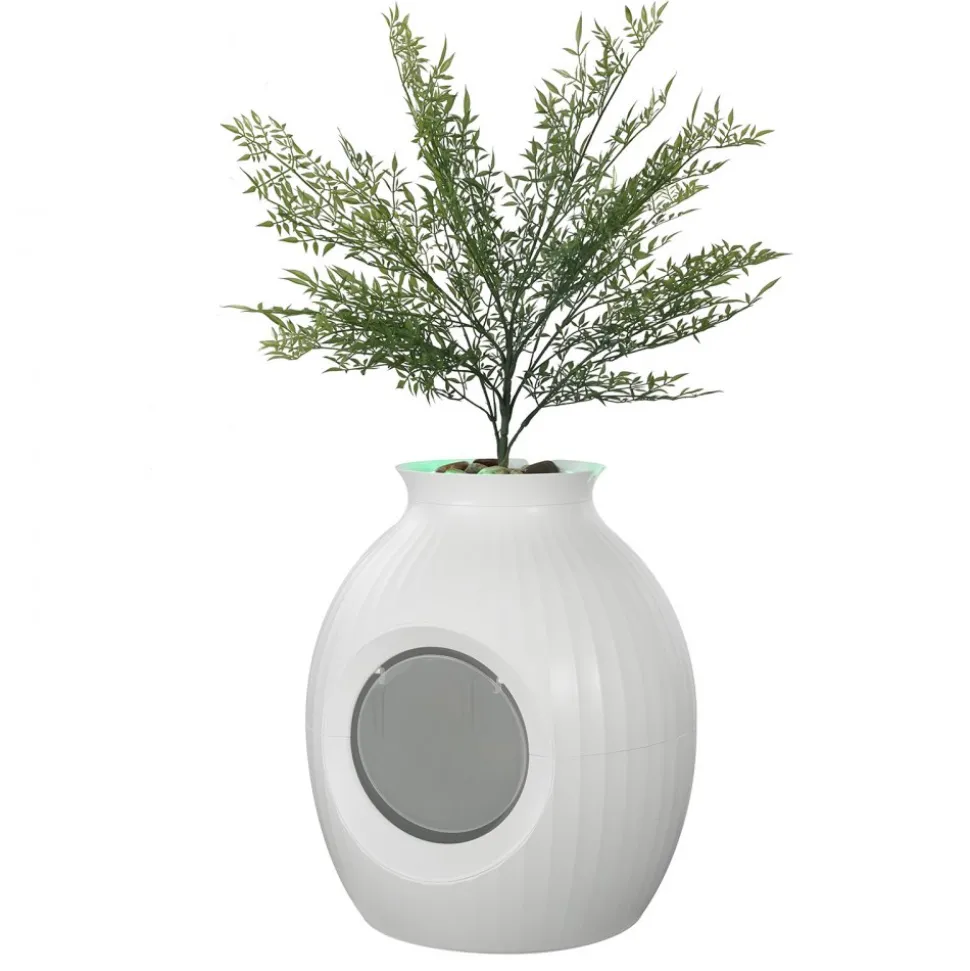 VEVOR Plant Cat Litter Box, Smart Odor Control System, Hidden Cat Litter Box with 9.48 in Large Entrance, Lighting Decoration & Sturdy ABS Material, Fit for Living Room/Corner/Outdoor Pool/Patio