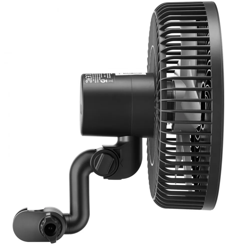 VEVOR Plant Fan, Grow Tent Clip On Fan, Type-C Port with 9 Speeds & Circulation Mode, Smart Control, Powerful Oscillating, for Hydroponics Circulation Cooling, Black, 2 Pack