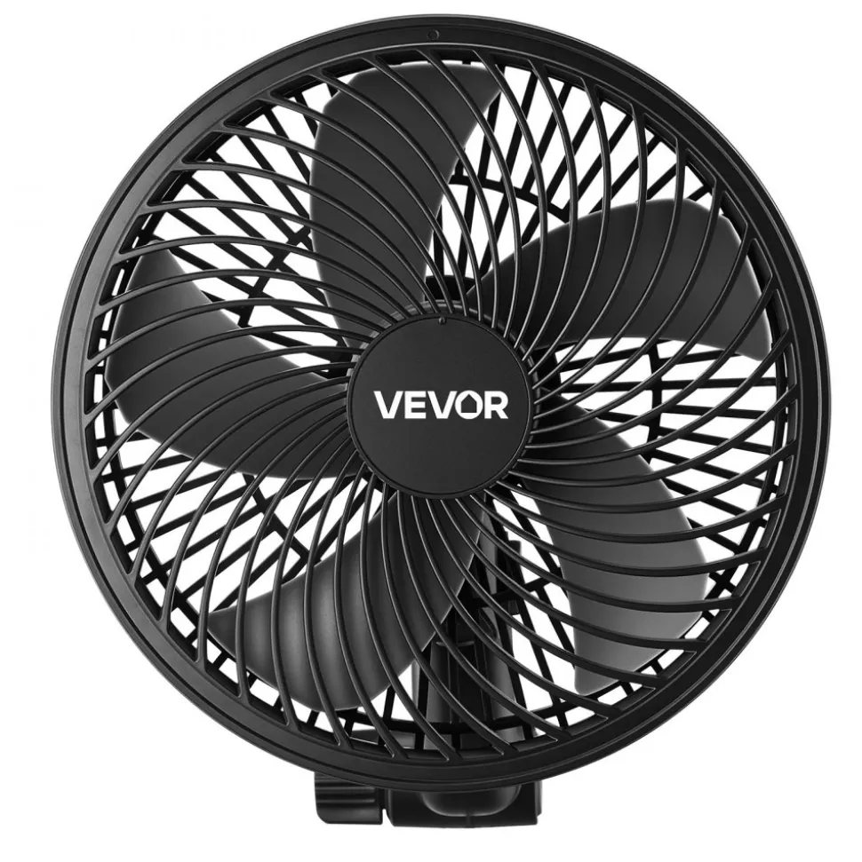 VEVOR Plant Fan, Grow Tent Clip On Fan, Type-C Port with 9 Speeds & Circulation Mode, Smart Control, Powerful Oscillating, for Hydroponics Circulation Cooling, Black, 1 Pack