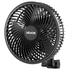 VEVOR Plant Fan, Grow Tent Clip On Fan, Type-C Port with 9 Speeds & Circulation Mode, Smart Control, Powerful Oscillating, for Hydroponics Circulation Cooling, Black, 1 Pack